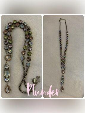 Plunder Design Pastel Crystal Drop Necklace - Multi-Color Rhinestone